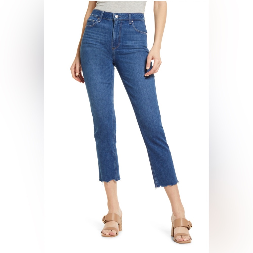 Paige Sarah High Waist Crop Slim Jeans (Radio Star Distressed) in Size 6/28